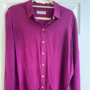 Everlane relaxed silk shirt in magenta